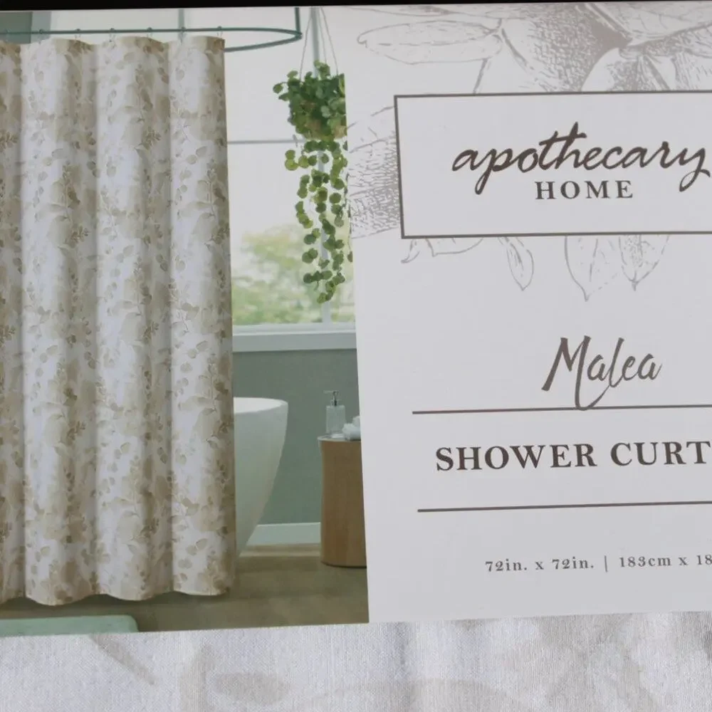 Apothecary Home Shower Curtain Cotton Blend Zen Floral Print 72